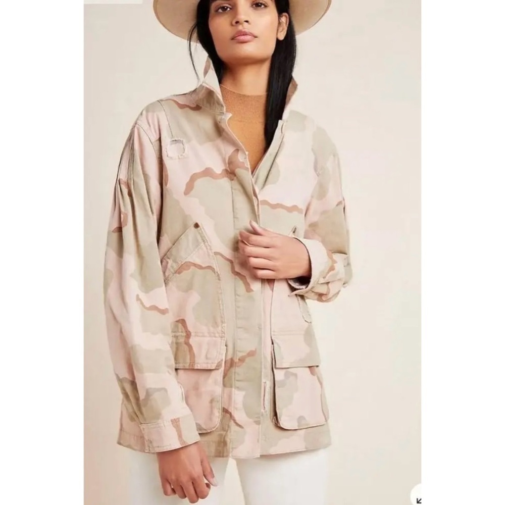 Anthropologie Lida Light Camo Utility Military Jacket Sz M